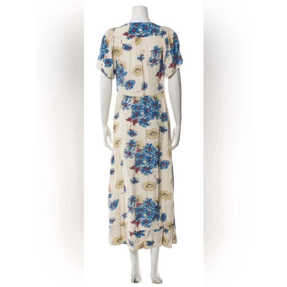 THE GREAT. Blue Floral Midi-Dress Zip Front Cottagecore Boho Size 2 Y2K Z21 - Picture 4 of 7